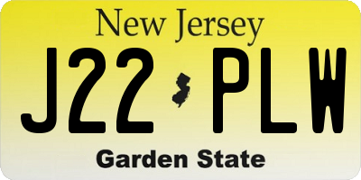 NJ license plate J22PLW