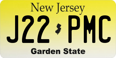 NJ license plate J22PMC