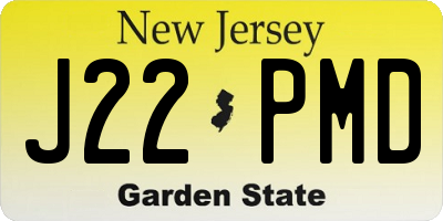 NJ license plate J22PMD