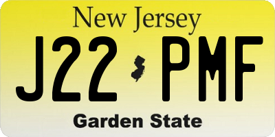 NJ license plate J22PMF