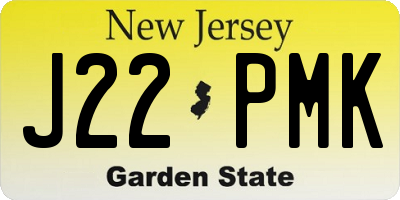 NJ license plate J22PMK