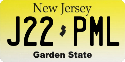 NJ license plate J22PML