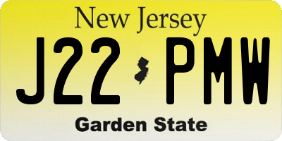 NJ license plate J22PMW