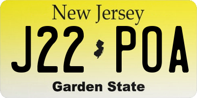 NJ license plate J22POA