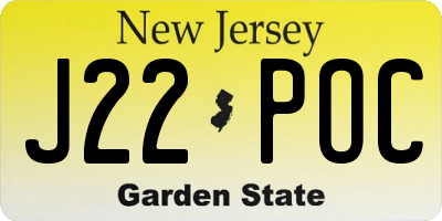 NJ license plate J22POC