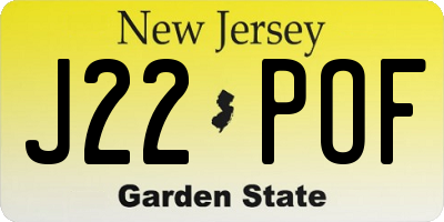 NJ license plate J22POF