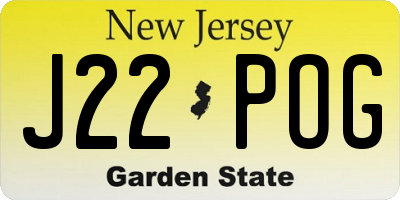 NJ license plate J22POG