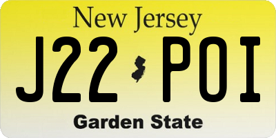 NJ license plate J22POI