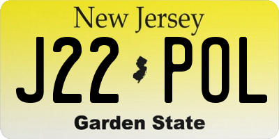 NJ license plate J22POL