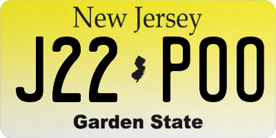NJ license plate J22POO
