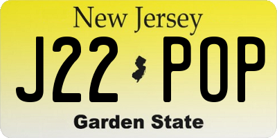 NJ license plate J22POP
