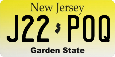 NJ license plate J22POQ