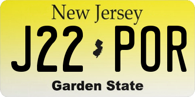 NJ license plate J22POR