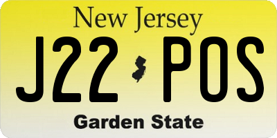 NJ license plate J22POS