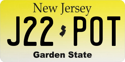 NJ license plate J22POT
