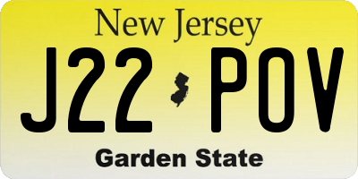 NJ license plate J22POV