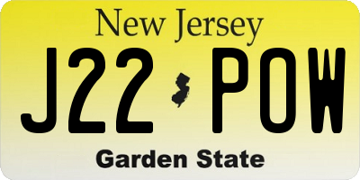 NJ license plate J22POW