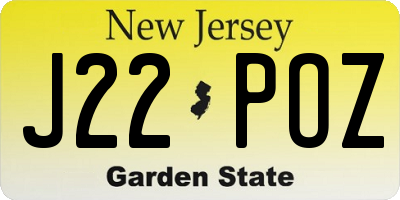 NJ license plate J22POZ