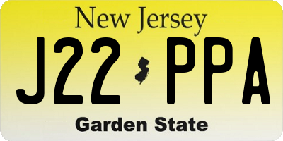 NJ license plate J22PPA