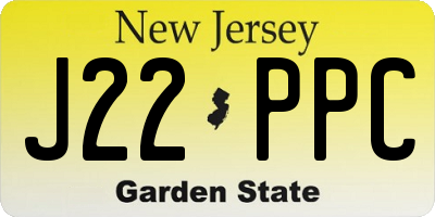 NJ license plate J22PPC