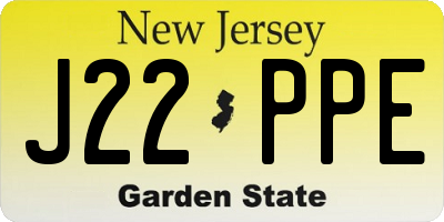 NJ license plate J22PPE