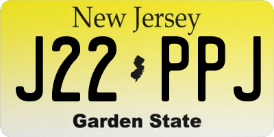 NJ license plate J22PPJ