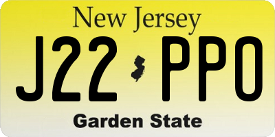 NJ license plate J22PPO