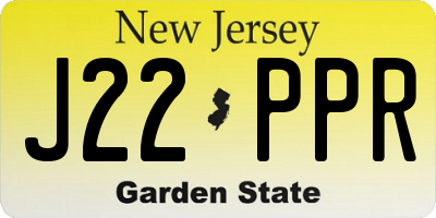 NJ license plate J22PPR