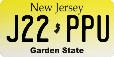 NJ license plate J22PPU