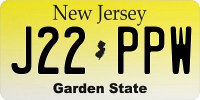 NJ license plate J22PPW