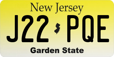NJ license plate J22PQE