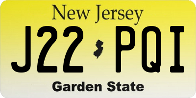 NJ license plate J22PQI
