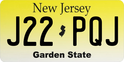 NJ license plate J22PQJ