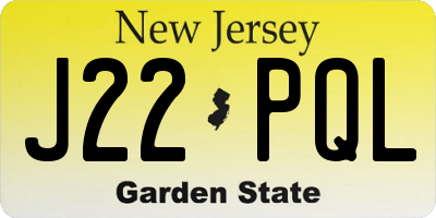 NJ license plate J22PQL