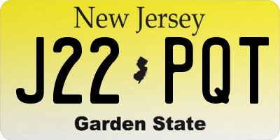 NJ license plate J22PQT