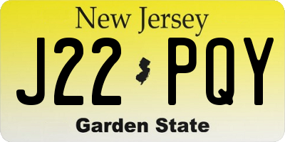 NJ license plate J22PQY