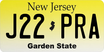 NJ license plate J22PRA