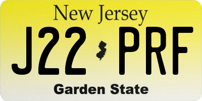 NJ license plate J22PRF