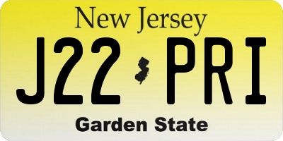 NJ license plate J22PRI