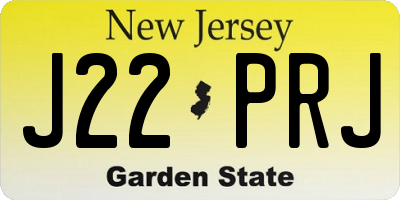 NJ license plate J22PRJ