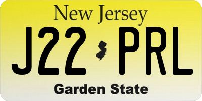 NJ license plate J22PRL