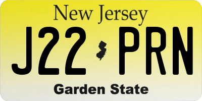 NJ license plate J22PRN