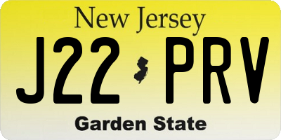NJ license plate J22PRV
