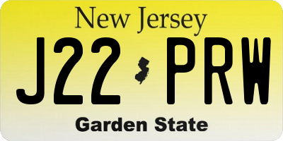 NJ license plate J22PRW
