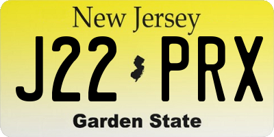 NJ license plate J22PRX