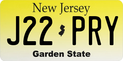 NJ license plate J22PRY