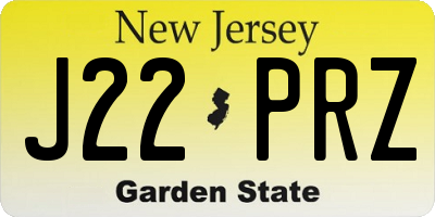NJ license plate J22PRZ