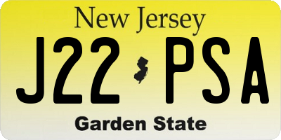 NJ license plate J22PSA