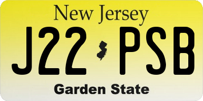 NJ license plate J22PSB