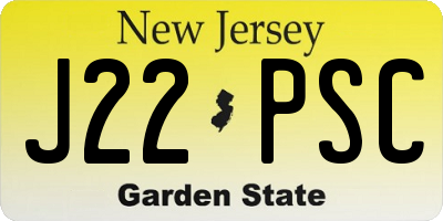 NJ license plate J22PSC